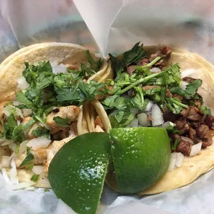 Chicken and steak taco. Only $2.25 each!
