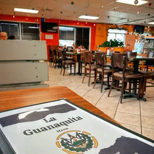 a menu on a table