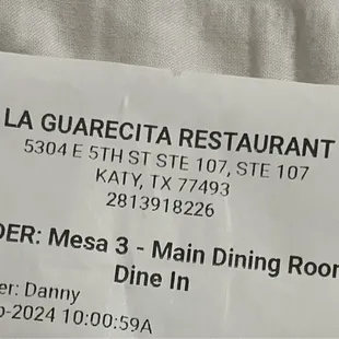 February 2024 - New business name: La Guarecita Restaurant