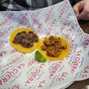 Plain tacos - trompo and barbacoa