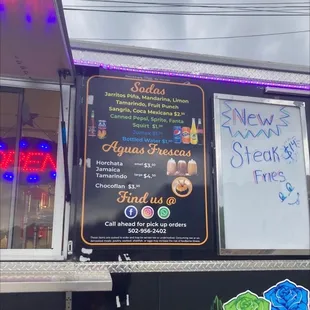 menu and prices