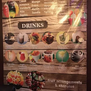 the menu for the restaurant