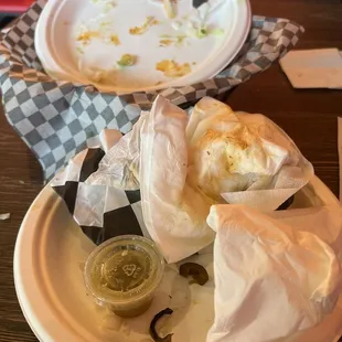 Empty plates after devouring our food.