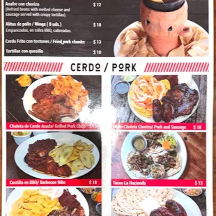 a menu for a mexican restaurant
