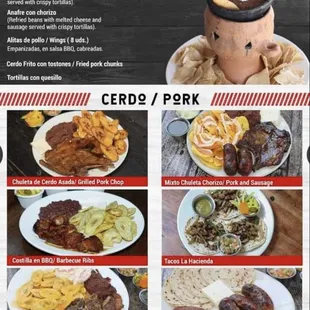 the menu for the restaurant