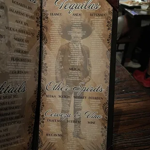 Drink menu