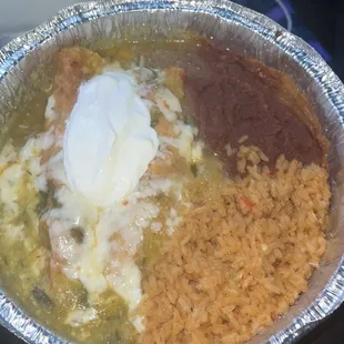 The Enchiladas Verdes was good my first time and I got chicken for the meat. Rice and beans was good as well