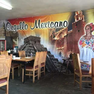 Wall poster in main dining area.