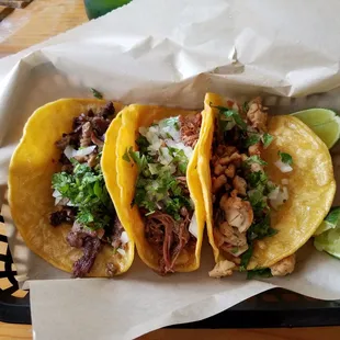 Chicken, Barbacoa, anddddd.....carni asada? I forget.