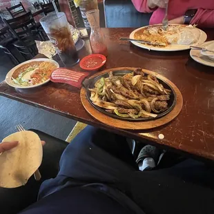 Steak Fajitas, chicken chimichanga &amp; chocolate lava cake