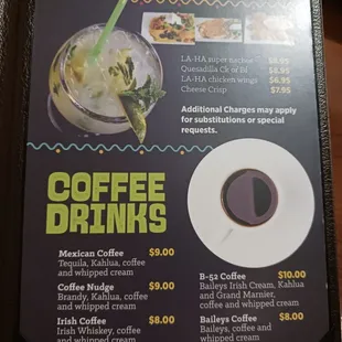 Menu coffee
