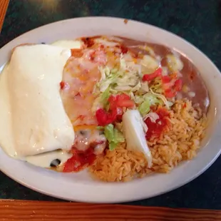 One spinach and one cheese enchilada