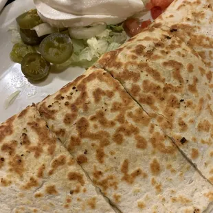 Outside of mushroom quesadilla