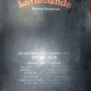 Menu cover