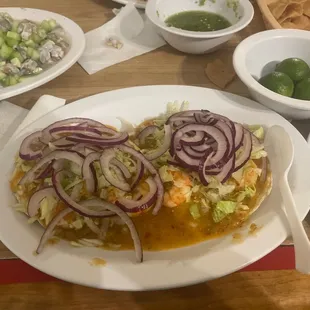 We only came for the sementales (shrimp tacos)