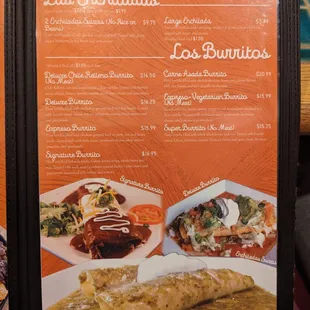 Burrito menu.