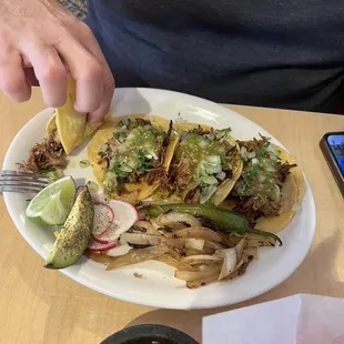 Carnitas soft tacos.