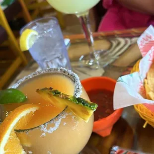 Mango and peach margarita . Skinny margarita
