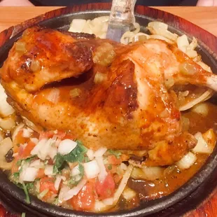 Poco Loco: Half a chicken marinated &amp; grilled w/ pico de gallo, spanish rice, beans a la charra, &amp; flour tortillas. Tasty!