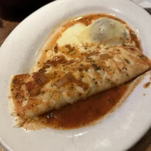 Bean burrito and Chile relleno