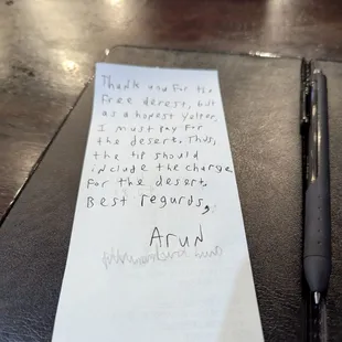 Mentioning that I included the cost of the tres leches in the tip.