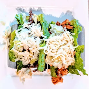 Ask to change out your flour or corn tortilla to lettuce.