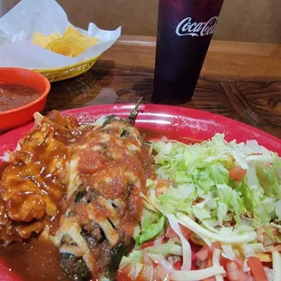 Combo #28, tamale, chili relleno, and a tostada.  And some of the best chips and salsa!