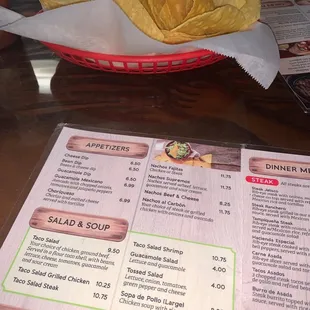 Chips while the browse the menu