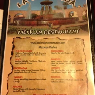 Menu cover