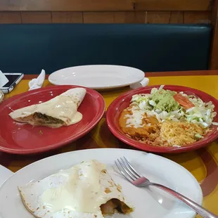 Hefty portions - one quesadilla is plenty for two