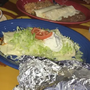 Chicken burrito, Beef burrito,soft chicken taco