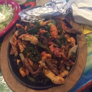 Chicken and steak fajitas