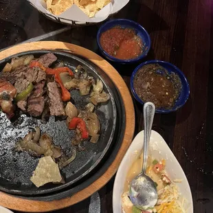 Surf and turf fajitas for one!!