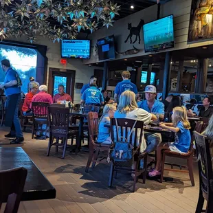 Several different dining rooms equals great vibe