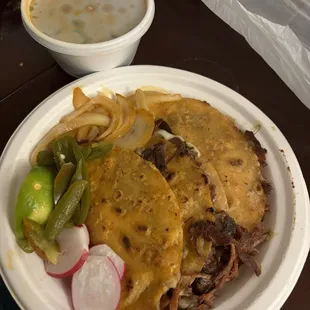 3 quesabirrias and consome