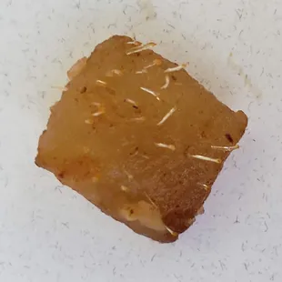 Hairy pork rind called "carnitas."