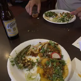 two plates of food on a table