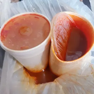 Cup with broken lid causing soup to spill. Was not La Hacienda fault as this was Doordash order and the delivery driver mishandled my order.