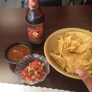Chips, salsa, beer