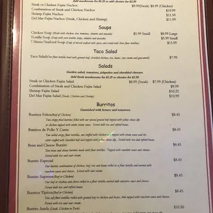 a menu for a mexican restaurant
