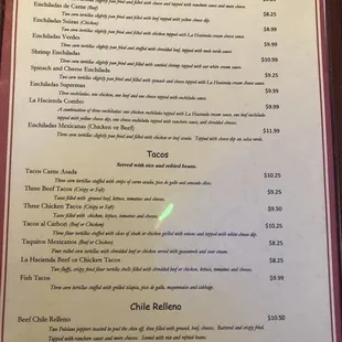 a menu for a mexican restaurant