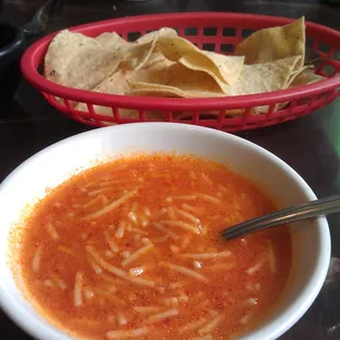 Lunch was served with this soup. SUPER salty and inedible. I'd request them to hold it next time.