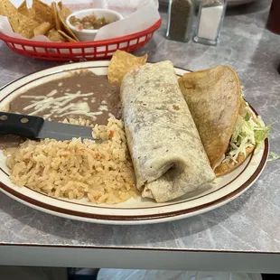 Chile Verde burrito n taco small combo.
