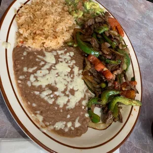 Beef fajitas beans &amp; rice..