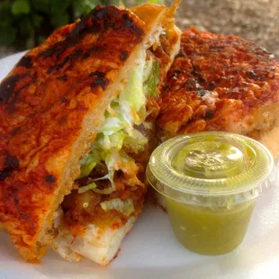 The pambazo-grilled chorizo &amp; potato sammich!