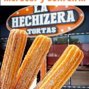 a close up of churros