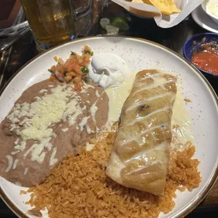 Delicious chicken chimichanga LOVE their plate too