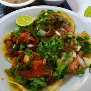 Chicken and Al Pastor tacos