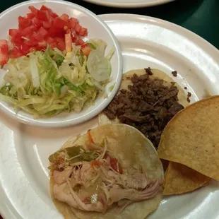 Very tiny chicken and steak tacos $1.40 each