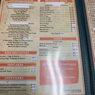 menu